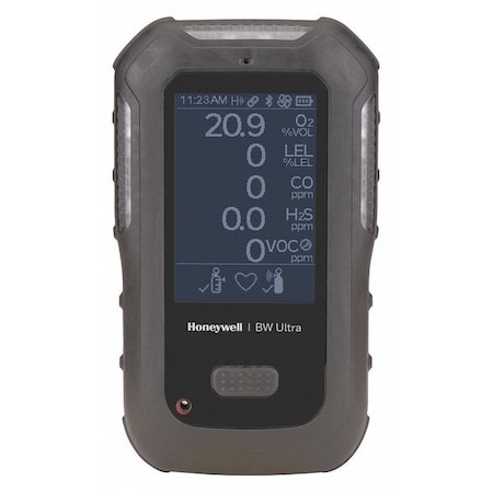 Honeywell BW Ultra Multi-Gas Detector, IP66/IP68, Audible, Vibrating, Visual, LCD, 18 hr Battery Life HU-X1W1H1M1Q1-B-N