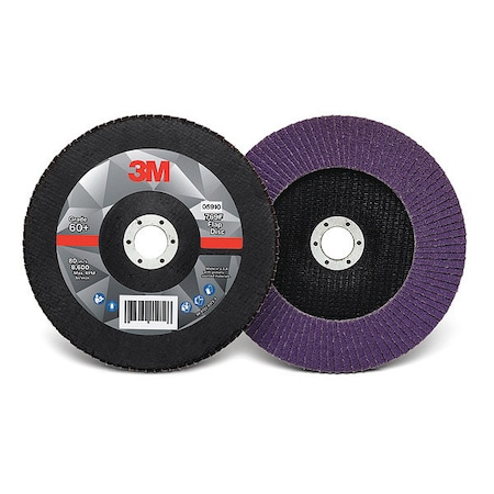 3M Flap Disc, 7 in Dia, 7/8 in Arbor, 60 Grit 60440351439