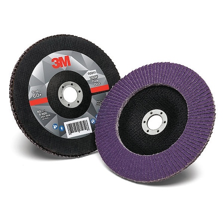 3M Flap Disc, 7 in Dia, 7/8 in Arbor, 60 Grit 60440351462