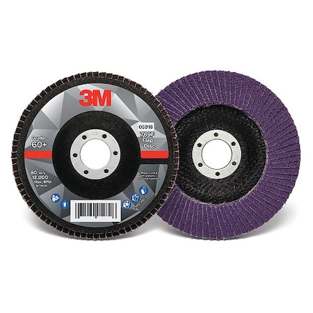 3M Flap Disc, 5 in Dia, 7/8 in Arbor, 60 Grit 60440351512