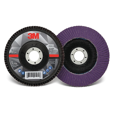 3M Flap Disc, 5 in Dia, 7/8 in Arbor, 80 Grit 60440351538