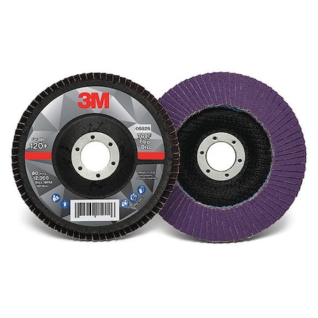 3M Flap Disc, 5 in Dia, 7/8 in Arbor, 120 Grit 60440351629