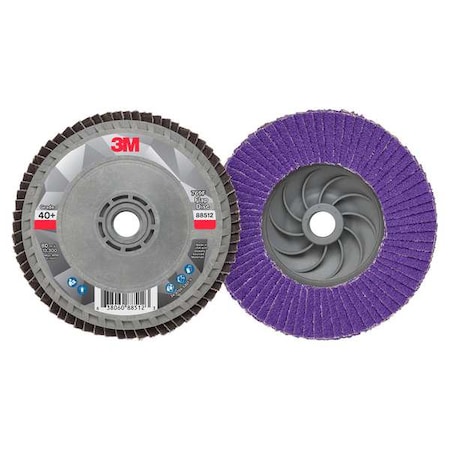 3M Flap Disc, 4 1/2 in Dia, 5/8 in Arbor 7100242989