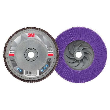 3M Flap Disc, 4 1/2 in Dia, 5/8 in Arbor 7100243876