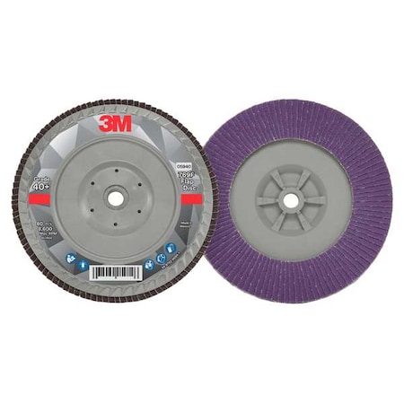 3M Flap Disc, 7 in Dia, 5/8 in Arbor, 40 Grit 7100178233