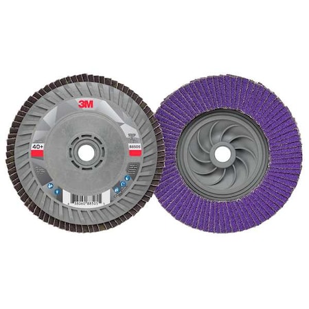 3M Flap Disc, 5 in Dia, 5/8 in Arbor, 40 Grit 7100243883