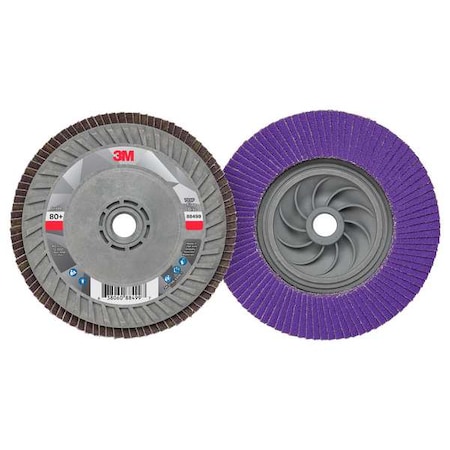 3M Flap Disc, 5 in Dia, 5/8 in Arbor, 80 Grit 7100242992