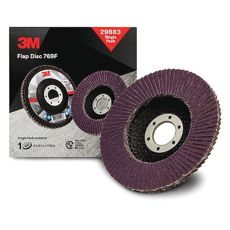 3M Flap Disc, 4 1/2 in Dia, 7/8 in Arbor 7100180139