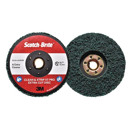 Scotch-Brite Quick Change Disc, Non-Woven, Shank, Grn 7100175465