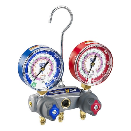 Yellow Jacket Manifold Gauge Set, 3 1/8 in Gauge 49863