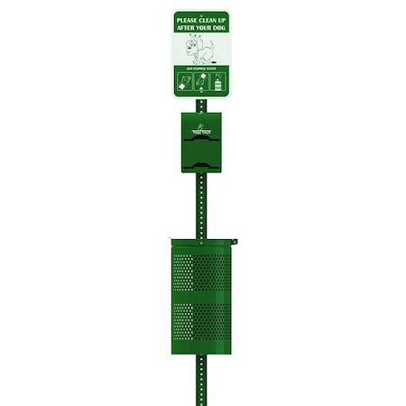 Poopy Pouch 10 gal. Round Green Trash Can PP-SD-01-2R400-WP