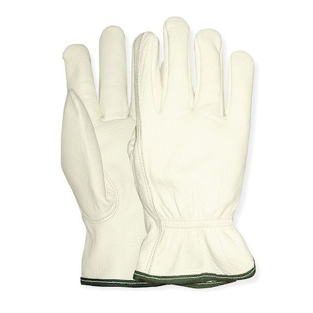 Wells Lamont Leather Drivers Gloves, Shirred, Keystone Thumb, Gunn Cut, White, M 1 PR Y0769