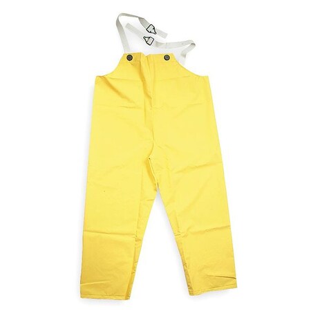 Zoro Select FR Rain Bib Overall, PVC, 32 1/2 in Inseam, 56 in to 58 in Waist, 11.8 mil Thickness, Yellow, 4XL 1FAW9