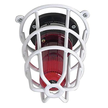 Safety Technology International Audible and Strobe Guard, Steel, Surface Mount, 3 in W x 3 in H x 6 7/8 in D, White STI-9664