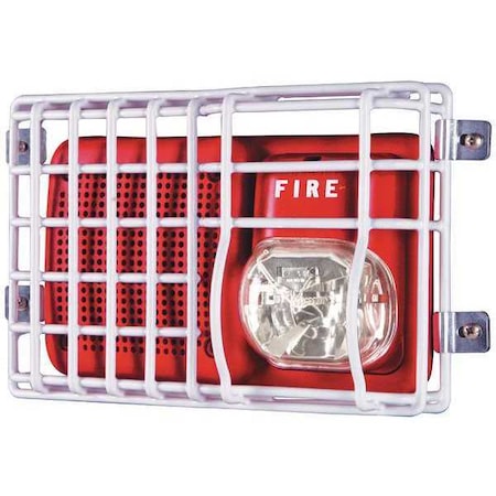 Safety Technology International Audible and Strobe Guard, Steel, Flush Mount, 9 3/8 in W x 6 1/8 in H x 2 1/2 in D, White STI-9717