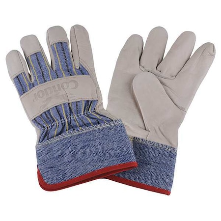 Condor Leather Gloves, Cowhide, Safety Cuff, Wing Thumb, Full Finger, Blue/White, XL, 1 PR 3AT34