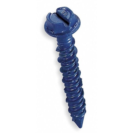 Tapcon 1/4 X 4 Inch Hex Head Concrete Screw Anchors - Blue Ceramic Coating, Carbon Steel (100-Pack)