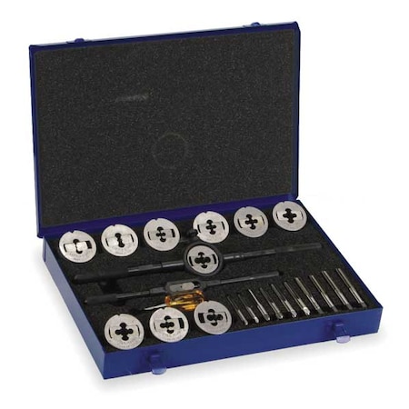 Cle-Line 23PC 1/4-20 - 1/2-13 UNC and UNF Plug Hand Tap and Two-Piece Die Set Cle-Line 5512 C00612