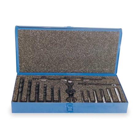 Cle-Line 18PC HSS Plug Hand Tap And HSS  Round Adjustable Die and Jobber Drill Set Cle-Line 7 Sizes M6 To M12 C00451