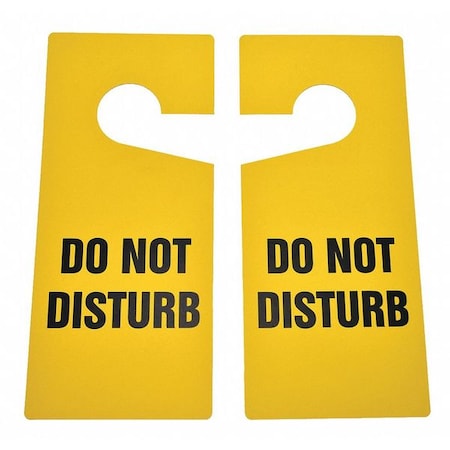 Zoro Select Door Knob Hanger Tag, Door Instruction, Plastic, 9 in H x 4 in W, Yellow, Rectangle, 10 PK 4ARL4