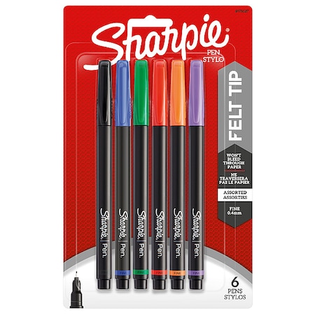 SHARPIE Stick Permanent Pen Set, Fine 0.5 mm, Assorted PK6 1976527