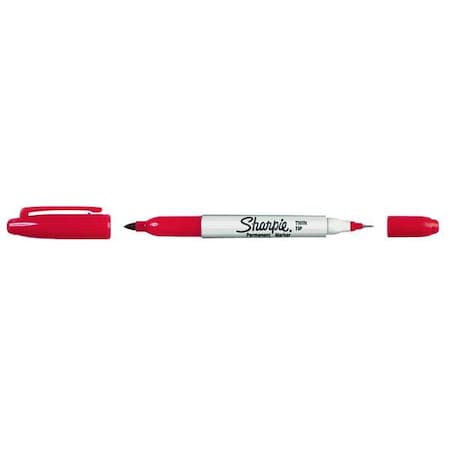Sharpie Permanent Marker, Red, Twin Tip, 12 PK 32002