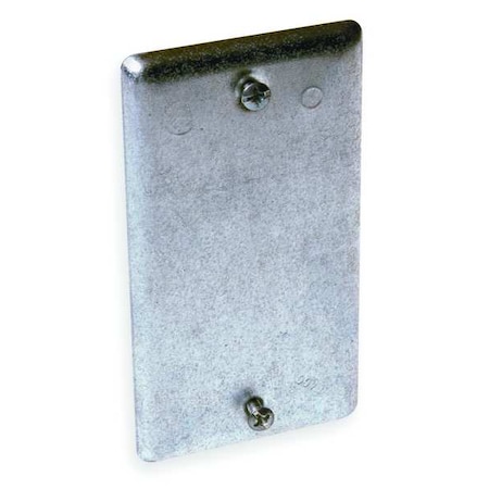 RACO Electrical Box Cover, Square, 1 Gang, Galvanized Zinc, Blank Cover, 1/8 in D, 2-1/4 in W, 4-1/4 in L 860