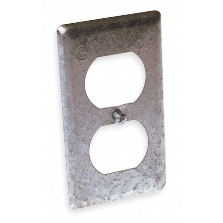 Raco Box Cover, Rectangular Box Type, 1 Gang, Galvanized Zinc, Duplex Receptacle Cover Type 864