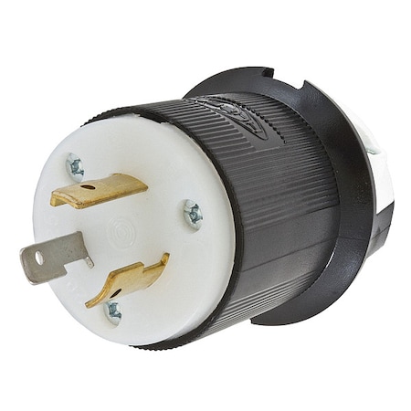 Hubbell Wiring Device-Kellems Locking Plug, L5-20P, 20 A, 125V AC, Single Phase, 2 Pole, Screw Terminals, Black, White HBL2311