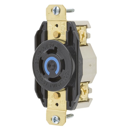 Hubbell Wiring Device-Kellems Locking Receptacle, L15-20R, 20 A, 250V AC, Three Phase, 3 Pole, Flush Mount, Screw Terminals HBL2420