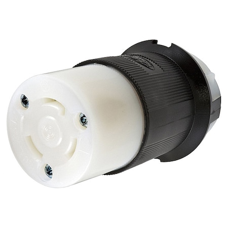 Hubbell Wiring Device-Kellems Locking Connector, L5-30R, 30 A, 125V AC, Single Phase, 2 Pole, Screw Terminals, Black, White HBL2613