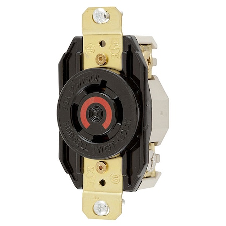 Hubbell Wiring Device-Kellems Locking Receptacle, L14-20R, 20 A, 125/250V AC, Single Phase, 3 Pole, Flush Mount, Screw Terminals HBL2410