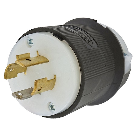 Hubbell Wiring Device-Kellems Locking Plug, L14-20P, 20 A, 125/250V AC, Single Phase, 3 Pole, Screw Terminals, Black, White HBL2411