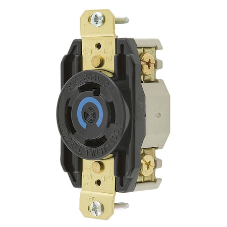 Hubbell Wiring Device-Kellems Locking Receptacle, L15-30R, 30 A, 250V AC, Three Phase, 3 Pole, Flush Mount, Screw Terminals HBL2720