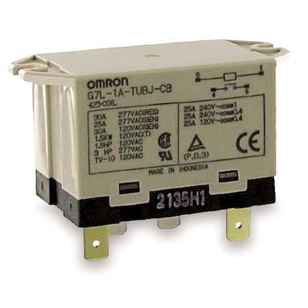 Omron Top Flange, Enclosed Power Relay, Square, 30 A, 4 Pins, Quick Connect G7L-1A-TUBJ-CB-AC24