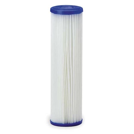 Pentair Pentek Pleated Filter Cartridge, 10 gpm, 50 Micron, 2-5/8" O.D., 9 3/4 in H 155038-75