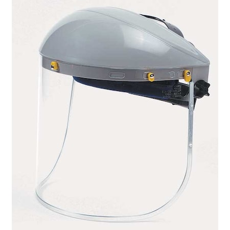 Sellstrom Ratchet Face Shield Assembly, Clear Visor, 8" Height, Ratchet Suspension, Uncoated Lens, Grey S30110