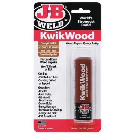 J-B Weld Putty, Stick, KwikWood, Brown 8257