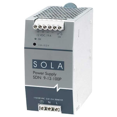 SOLAHD DC Power Supply, 12VDC, 9A, 60Hz SDN912100P