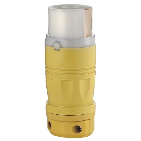 Leviton Locking Connector, Non-NEMA, 50 A, 125V AC, Three Phase, 3 Pole, Screw Terminals, Yellow 6364CR