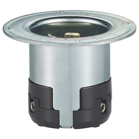 Legrand Flanged Locking Inlet, Non-NEMA, 50 A, 125V AC, 3 Pole, Surface Mount, Screw Terminals, Black, Gray CR6375