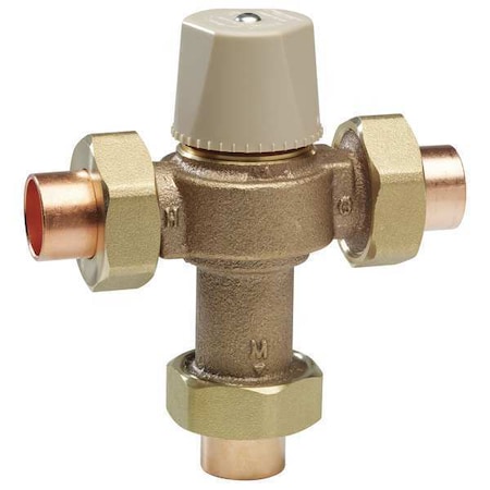 Watts Mixing Valve, Brass, 0.5 to 23 gpm, 150 psi 1/2 LF MMV-US