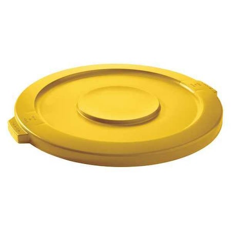 Tough Guy 44 gal Trash Can Top, Flat Yellow, Plastic, 0 Openings 24 1/2 in W/Dia 5DMX6