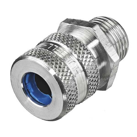 HUBBELL WIRING DEVICE-KELLEMS Liquid Tight Connector, 3/8 in., Blue SHC1012