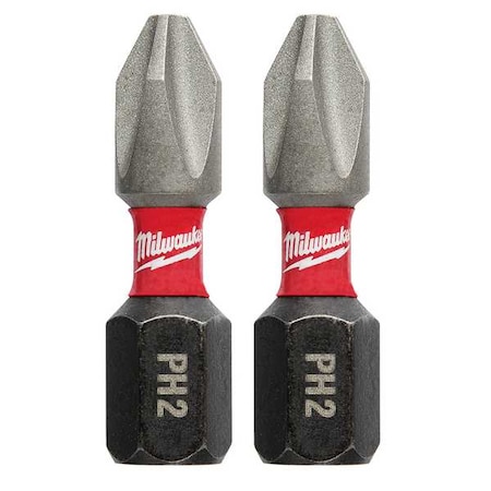 Milwaukee Tool SHOCKWAVE 1 in Phillips No. 2 Impact Duty Power Bit, 2-Piece Pack 48-32-4412