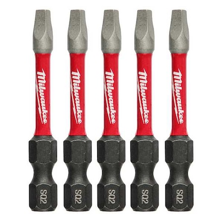 Milwaukee Tool SHOCKWAVE 2" Impact Square Recess No. 2 Power Bits (5 PK) 48-32-4606
