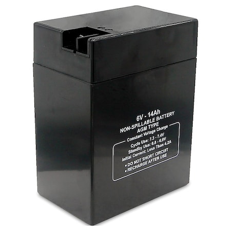 Zoro Select Battery, Sealed Lead Acid, 6V, 14Ah, Faston 5EFF7