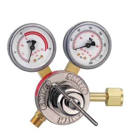 Smith Equipment Gas Regulator, Acetylene, Single Stage, 0.825"-14 Inlet, 9/16"-18 Outlet, 15 psi 30-15-300