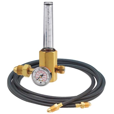 Miller Electric Flowmeter Regulator and Hose Kit, Argon, Carbon Dioxide, Helium, Single Stage, 0.965"-14 Inlet H2051B-580H