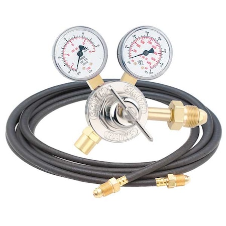 Smith Equipment Flow Gauge Regulator and Hose Kit, Argon, Single Stage, 0.965"-14 Inlet, 5/8"-18 Outlet, 50 cfh 31-50-580-6